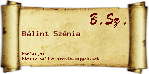 Bálint Szénia névjegykártya